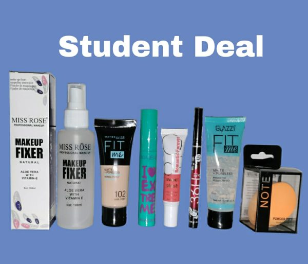 Student Makeup Deal – Makeup Fixer, Foundation, Mascara, Eyeliner, Primer, Blender